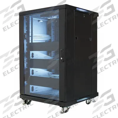 VIDEO MOUNT PRODUCTS Equipment Rack Enclosure: 18 Rack Units, 39 in x 23 5/8 in x 23 5/8 in - Fan-Cooled Server Rack Enclosures & Network Cabinets