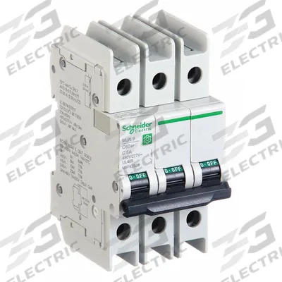 SCHNEIDER Miniature Circuit Breaker: 5 A Amps, 14kA at 120/240V AC, Screw Clamp - C-Curve, 3-Pole UL489 DIN Rail-Mount Miniature Circuit Breakers