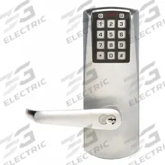 POWERPLEX Electronic Keyless Lock: 2 1/4 in Door Thick - Max, Push Button, Chrome (MPN P206ABLL62641)
