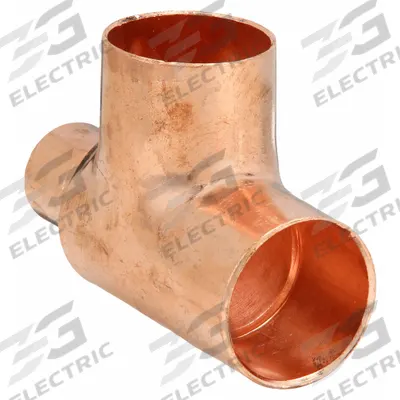 NIBCO Sweat Fitting Tee: 1 1/2 in CTS x 1 1/4 in CTS x 1 1/2 in CTS, Cup x Cup x Cup - Wrot Copper Tube Fittings