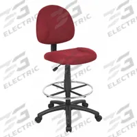 BOSS Drafting Chair: Red, Fabric Material, Armless Arm, 18 1/2 in Seat Wd, 17 in Seat Dp (MPN B1615-BY). Key specifications — Brand: BOSS; Tilting Back: No; Frame Material: Nylon; Frame Color: Black.