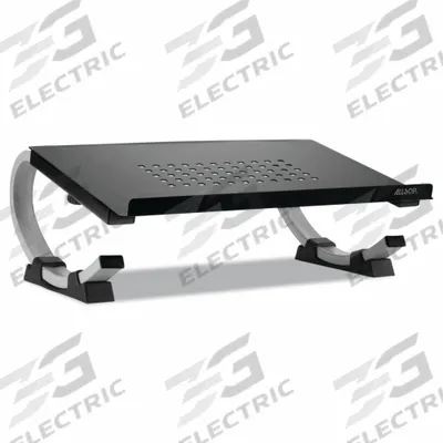 ALLSOP Laptop Stand: Black/Silver, 6 in Max Ht, 6 in Min Ht, 15 in Overall Wd - Monitor & Laptop Risers