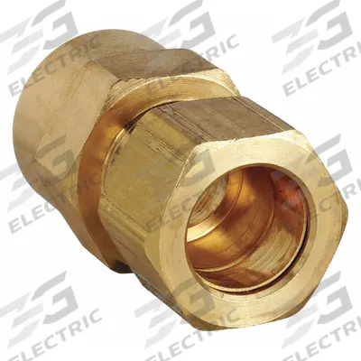 PARKER Compression Fitting Adapter: 3/8 in OD x 1/4 in Pipe Fitting Size, Compression x FNPTF - Standard Sleeve Brass Compression Fittings