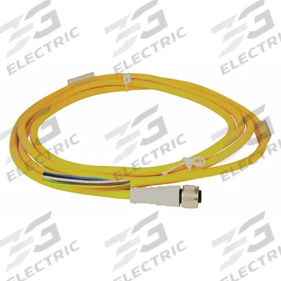 EATON Cordset: 7/8"-16 Female Straight x Bare Wire, 5 Pins, Yellow, PVC, 2 m Cable Lg - Single-Ended Cordsets with PVC Jacket for Flexing Applications