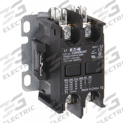 EATON Definite Purpose Magnetic Contactor: 2 Poles, 208-240V AC, 20 A - Non-Reversing Definite Purpose Contactors