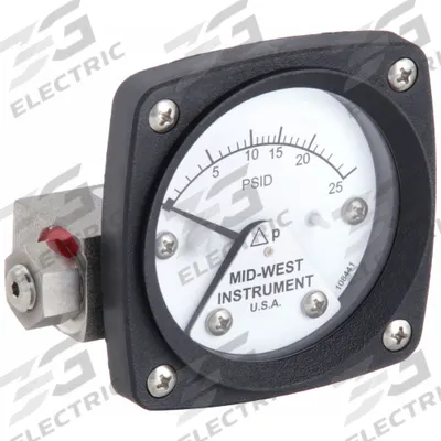 MIDWEST INSTRUMENT Differential Pressure Gauge: Back, 1/4 in NPT Female, ±3-2-3% Gauge Accuracy - Medium & High Operating Pressure Differential Gauges