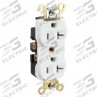 HUBBELL Receptacle: Duplex, 5-20, White, 125V AC, 20 A, 2 Pole / 3 Wire (MPN HBL5352W)