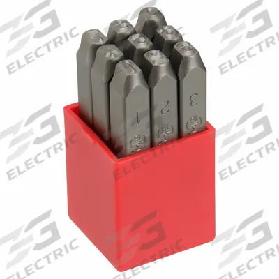 APPROVED VENDOR Hand Stamp Kit: 0 thru 9 (6 doubles as 9), 3/16 in Character Ht - Heavy-Duty Sharp-Face Hand Stamps