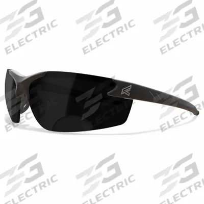 EDGE EYEWEAR Safety Glasses: Smoke Lens, Half-Frame, Metal Detectable, Black Frame - Adjustable Comfort-Fit Safety Glasses