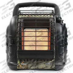 MR. HEATER Portable Gas Tabletop Heater: 12,000 BtuH Heating Capacity Output, 300 sq ft Heating Area (MPN MH12HB-F232035). Key specifications — Housing Color: Camo; Body Shape: Rectangular; Brand: MR. HEATER; Overall Dimensions - H x W x D: 14-1/4 in x 9 in x 14-1/4 in.