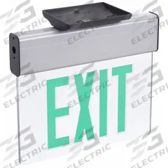 Edge-lit Exit Sign: 1 Faces, Green, Aluminum, Universal Field Selectable Chevrons, LED, Silver (MPN EDG 1 G M6). Key specifications — Housing Color: Silver; Brand: LITHONIA LIGHTING; Lighting Technology: LED; Self Diagnostics: No; Housing Material: Aluminum; Text Color: Green.