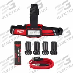MILWAUKEE Rechargeable Headlamp: Rechargeable, 600 lm Max. Brightness, 27 hr Max Run Time, Black/Red (MPN 2115-21). Key specifications — attr1391544: USB Cord; attr1391546: MILWAUKEE; attr1440309: Includes 1 C.