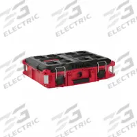 MILWAUKEE PACKOUT Tool Case: 22 1/8 in W x 16 3/16 in D x 6 1/2 in H, Plastic, Black/Red, 4 Dividers (MPN 48-22-8424). Key specifications — attr1120253: MILWAUKEE; attr1120340: Plastic; attr1120341: Red.