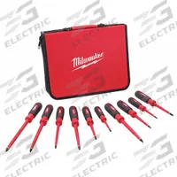 MILWAUKEE Tether Ready Insulated Screwdriver Set: 1-10 Pieces, 10 Pieces, 2 1/2 in Overall Lg, Case (MPN 48-22-2210). Key specifications — attr1205274: MILWAUKEE; attr1205269: 1/4 in.
