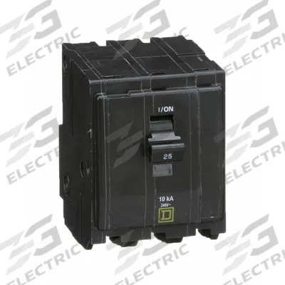 SQUARE D Miniature Circuit Breaker: 25 A, 120/240V AC, Three Phase, 10kA at 120/240V AC - QO Series, Plug-In Square D Miniature Circuit Breakers