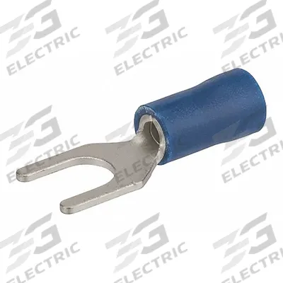POLARIS Fork Terminal: Blue, Vinyl, #10 Stud Size, 16 AWG – 12 AWG Wire Range, Std Fork - Insulated Fork Terminals