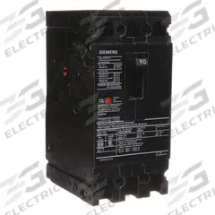 SIEMENS Molded Case Circuit Breaker: 90 A Amps, 42kA at 480V AC, Fixed, Load Side Lug, ABC, HED4 (MPN HED43B090). Key specifications — Phase Connection: ABC; Instantaneous Trip: Fixed; Terminal Connection: Load Side Lug; Series: HED4; Max. AIR Rating: 42kA at 480V AC.