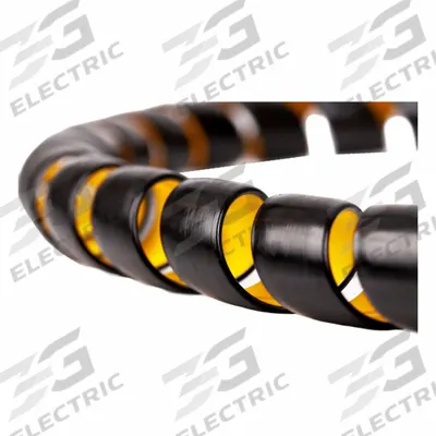 CAPLUGS Hose Protection Spiral Wrap: 1 1/20 in Dia, 20 ft Lg, Black/Yellow - Standard Spiral Hose Wraps