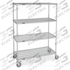 APPROVED VENDOR Wire Shelving Unit: 48 in x 24 in x 80 in, Dry, Split Sleeve, 4 Shelves, (4) Swivel (MPN SS-2448-74LZF). Key specifications — attr15738: Silver; attr15739: (4) Posts with Levelers; attr14157: Zinc-Plated; attr14150: Dry; attr14159: Round; attr5304: 4; attr14155: (4) Swivel; attr14158: Steel.