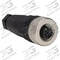 TELEMECANIQUE Internal Thread Connector: 4 Socket, M12 Female Thread, IP67, Screw Terminals, Plastic (MPN XZCC12FDM40B). Key specifications — Connector Body Type: Socket; Brand: TELEMECANIQUE SENSORS; Voltage Rating: 125V AC; Thread Size: M12; Mounting Style: Female Thread; IP Rating: IP67; Housing Material: Plastic; Connector Orientation: Straight.