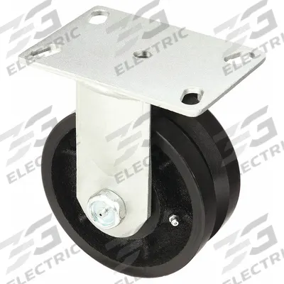APPROVED VENDOR Plate Caster: Rigid, Iron, 6 in Wheel Dia, 2 1/2 in Wheel Wd - V-Groove Track-Wheel Plate Casters