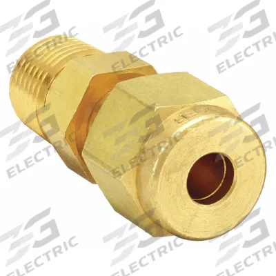 PARKER Compression Fitting Adapter: 1/4 in OD x 3/8 in Pipe Size, Compression x MNPT - Single-Ferrule Brass Compression Fittings