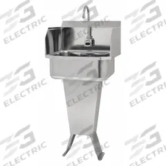 SANI-LAV Hands-Free Sink: 41 1/2 in Overall Ht, 17 in Bowl Lg, 7 in Bowl Dp, 0.5 gpm Flow Rate (MPN ESB2-503L-0.5). Key specifications — Includes Side Splash: Side Splash Included; Power Source: Battery Powered; Brand: SANI-LAV.
