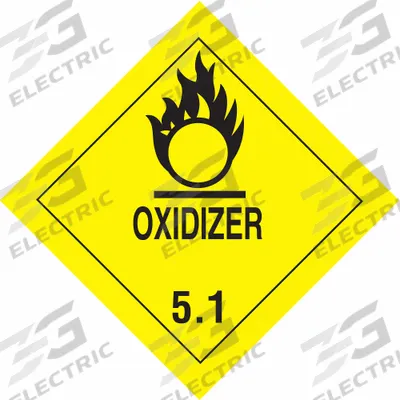 TAPECASE Container Label: Oxidizer, 4 in x 4 in, 4 in Label Ht, 4 in Label Wd, Paper - Class 5: Oxidizing Agents & Organic Peroxides