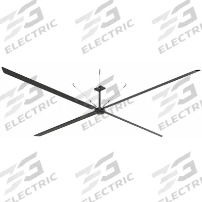 HUNTER INDUSTRIAL Ceiling Fan: 197,067 cfm Airflow, 24 ft Blade Dia, Variable Speeds, 480V AC - Industrial HVLS Ceiling Fans
