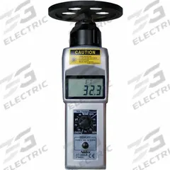 NIDEC-SHIMPO Tachometer: +/-0.006% RPM Accuracy, 1 RPM, 25,000 RPM Max Contact RPM, Included, NIST (MPN DT-205LR-S12). Key specifications — Includes: 3.5 in Extension Shaft; Brand: NIDEC-SHIMPO; Digital Display Screen Type: LCD; RPM Accuracy: +/-0.006%; RPM Resolution: 1 RPM; Calibration Certificate: Included.