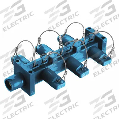HUBBELL Distribution Block: 6 Female, 1 Male Connections, Blue, 600V AC/600V DC - Single-Pole Distribution Blocks