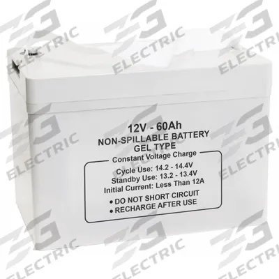 APPROVED VENDOR Sealed Lead Acid Battery: 12V DC, 60 Ah Capacity, 6.89 in Ht, 6.63 in Wd - Gel Sealed Lead Acid Batteries