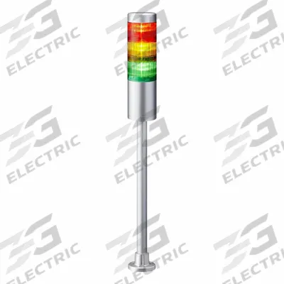 PATLITE Tower Light Assembly: 3 Tier, No Sounder Tier, IP54, Amber/Green/Red, Direct Wire - Three-Tier Tower Light Assemblies
