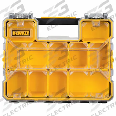 DEWALT Compartment Box: 17 1/2 in x 14 in x 4 1/2 in, Black/Yellow, 10 Compartments - Small Parts Compartmented Boxes with Removable Cups