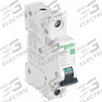 SCHNEIDER Supplementary Protector: 10 A Amps, 60V DC, 14kA at 120/240V AC, Screw Clamp - D-Curve, 1-Pole UL1077 DIN Rail-Mount Supplementary Protectors
