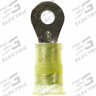 3M Ring Terminal: Yellow, Nylon Insulation, #6 Stud Size, 12 AWG to 10 AWG Wire Sizes - Insulated Ring Terminals