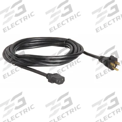APPROVED VENDOR Power Cord: 15 ft Lg, 3/16, 5-15P Plug, C13 Receptacle, SJT, PVC - Electronic Equipment Power Cords