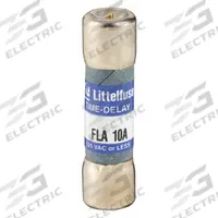 LITTELFUSE Fuse: FLA Series, Midget, Time-Delay, 10 A, 125 V AC, 13/32 in x 1 1/2 in, Indicating (MPN FLA010). Key specifications — Series: FLA; Brand: LITTELFUSE.