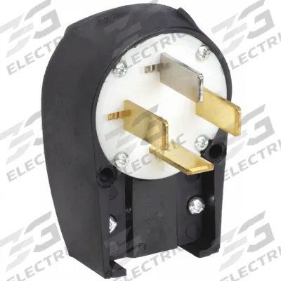 BRYANT Straight Blade Plug: 18-60P, 120/208V AC, 60 A, 4 Pole, 4 Blade, Black (MPN 8362ANPB) - Angled Plugs
