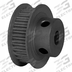 DAYTON Timing Pulley: Modified Curvilinear, Fixed, For GT Timing Belt Section, For 6 mm Belt Wd (MPN 28-3P06-6FA5). Key specifications — attr1328801: DAYTON; attr1328807: Clear Anodized; attr1328808: Powerhouse®.