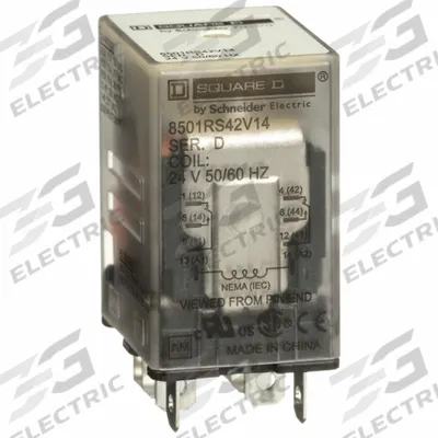 SCHNEIDER General Purpose Relay: Socket Mounted, 15 A Current Rating, 24V AC, DPDT - Socket-Mounted Relays