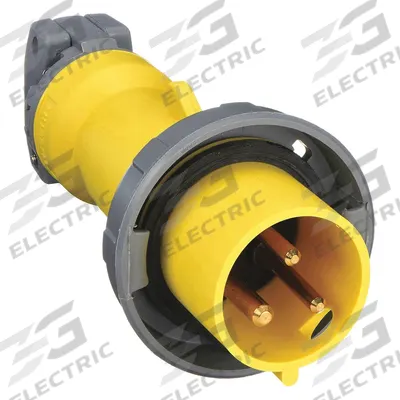 HUBBELL Pin and Sleeve Plug: Yellow, 125V AC, Single Phase, 30 A, 2 Pole, 3 Wire - Watertight Plugs