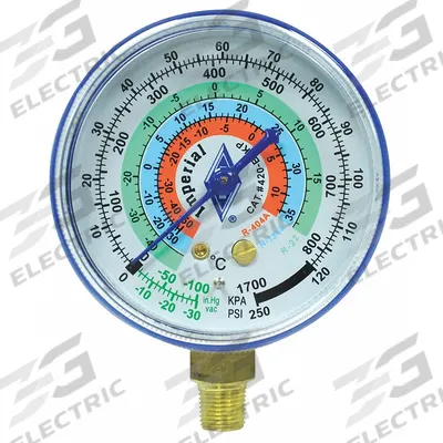 IMPERIAL Low Side Gauge: Low Side Gauge, 14.7 psi to 250 psi, Non-Liquid Filled - Analog Low Side Compound Pressure Gauges