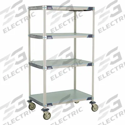 METRO Utility Cart: 38 in x 26 in, 67 in Overall Ht, 4 Shelves - Harsh-Environment Antimicrobial Mobile Plastic Shelving