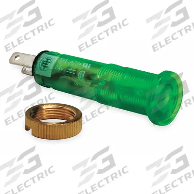 SCHNEIDER Protruding Panel Light: 5/16 in Panel Mounting Hole Dia, LED, Green - LED Indicator Pilot Lights