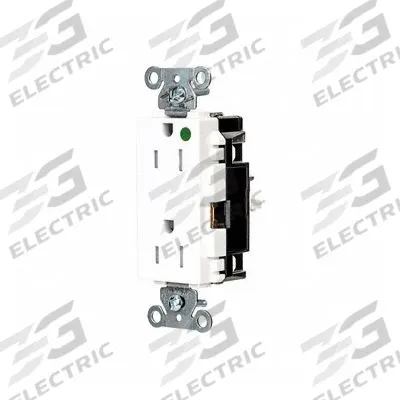 HUBBELL Receptacle: Hospital Grade, Decorator Duplex, 5-15R, White, 125V AC, 15 A - General Purpose Receptacles