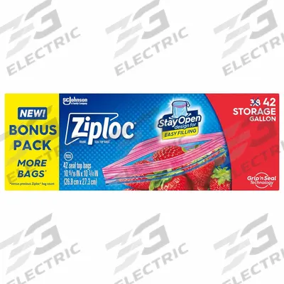ZIPLOC Storage Bag: 1 mil Thick, 10 3/4 in Wd, 10 7/12 in Lg, Hang Hole Not Included - Double-Zip Reclosable Poly Bags