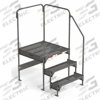 APPROVED VENDOR Work Platform: 2.8 ft Platform Ht - Max, 34.6 in x 39 in, Steel (MPN CW7-33-3-3). Key specifications — Folding: Not Foldable; Mobility: Stationary; Use Location: Indoor; Brand: APPROVED VENDOR; Color: Gray; Exit Direction: Right; Height Adjustability: Adjustable Height; Includes Handrails: Handrails Included.