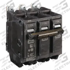 GE Miniature Circuit Breaker: THQB, 30 A, 120/240V AC, Three Phase, 10kA at 120/240V AC, Std (MPN THQB32030). Key specifications — attr195972: 30 A; attr195973: 120/240V AC; attr195974: Three; attr195975: 10kA at 120/240V AC; attr195976: Load Centers.