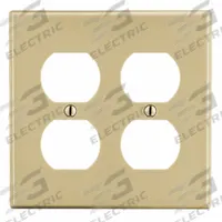 HUBBELL Wall Plate: Duplex Outlet, 2 Gang, Ivory, Std Size (MPN P82I). Key specifications — Brand: HUBBELL; Material: Polycarbonate.